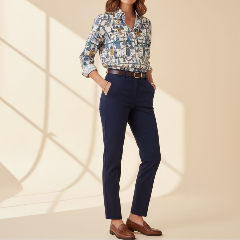 Tommy Hilfiger Blue & Gold Tassel Pattern Button Long Sleeve Up Shirt Old Money - Picture 4 of 12